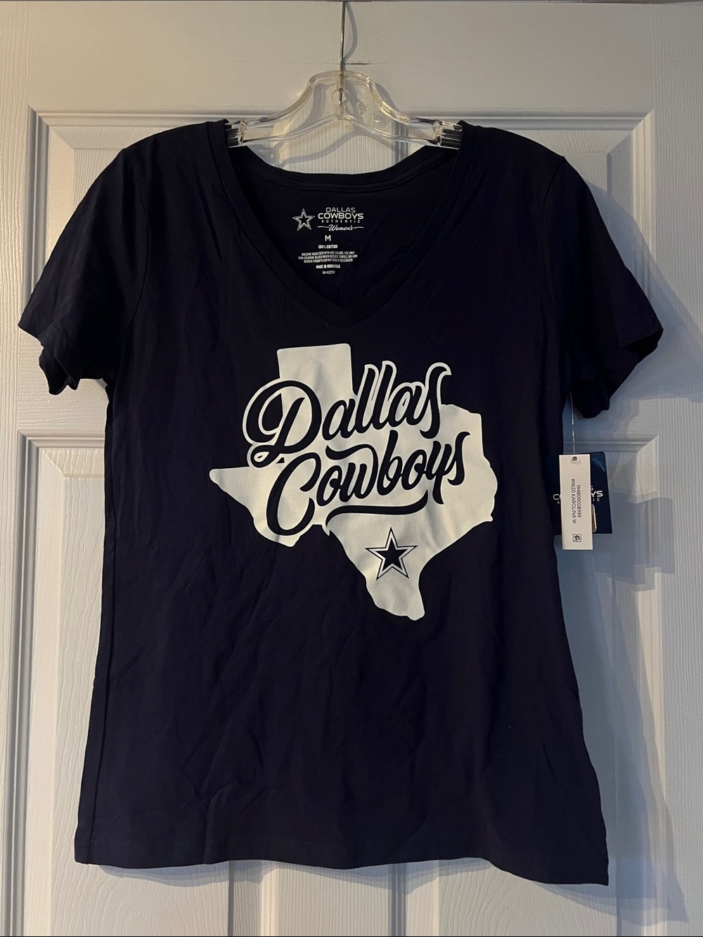 NFL Dallas Cowboys Navy V-Neck Tee with White Graphic